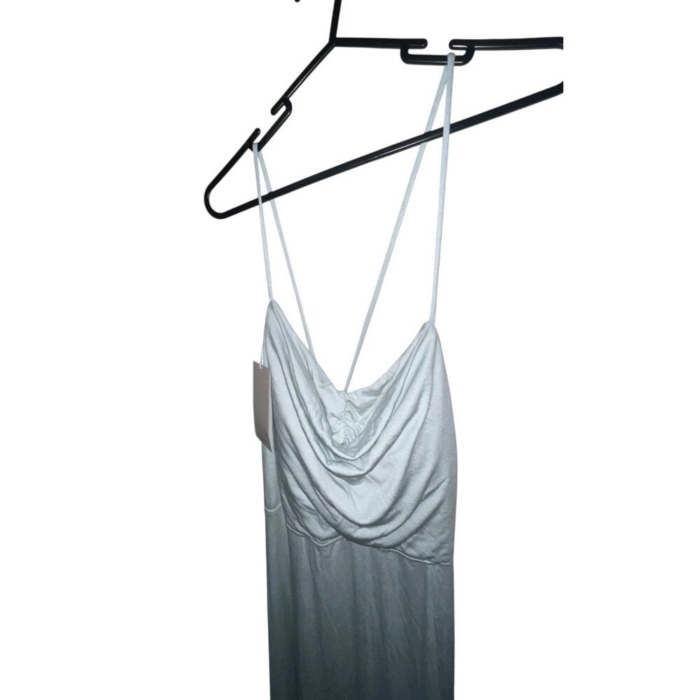 Halara Ribbed Cowl Neck Backless Crisscross Lace Up Split Midi Party Dress Sz Me - Picture 10 of 14